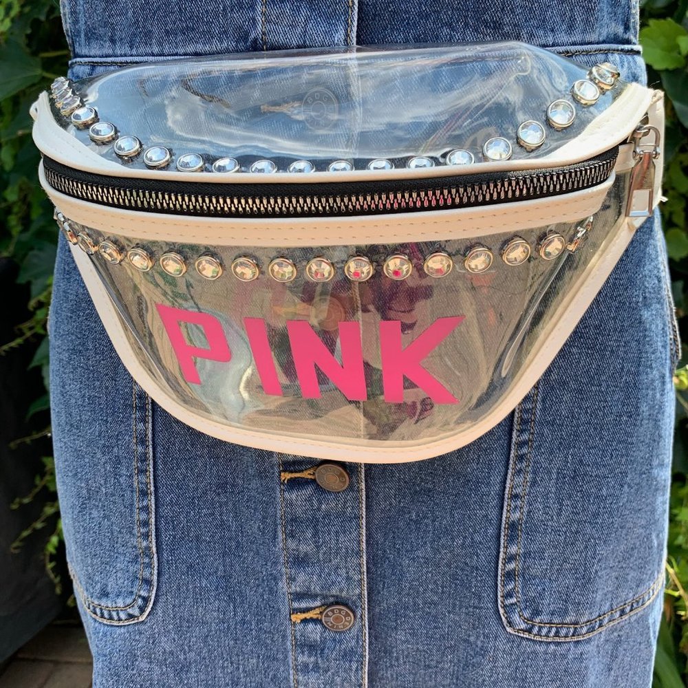 Clear Bedazzled  Waterproof Fanny Pack Pink